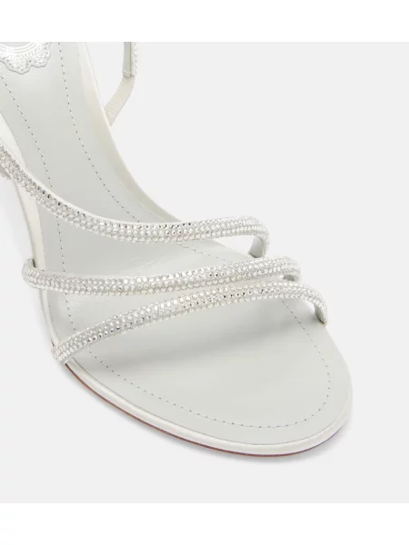 Sandale Rene Caovilla din satin de cristal argintiu