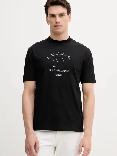 Karl Lagerfeld tricou din cu imprimeu negru