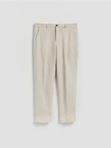 Reserved Pantaloni regular cu conținut ridicat de in bej