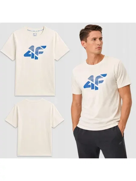 T-SHIRT 4F KOSZULKA Z NADRUKIEM beżowa
