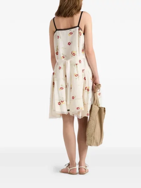 Rochie mini Prada cu broderie de in cu model floral