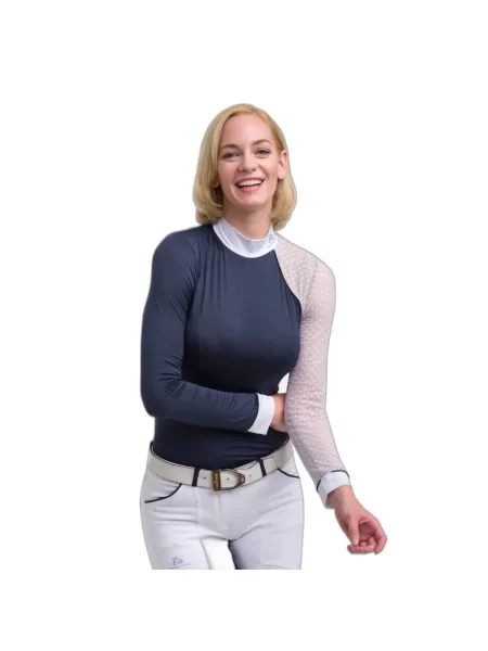 Koszulka polo do jazdy konnej z długim rękawem Cavalliera Modern biała