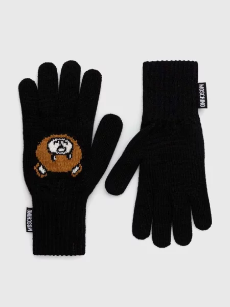 Moschino Mănuși cu adaos de lână negru