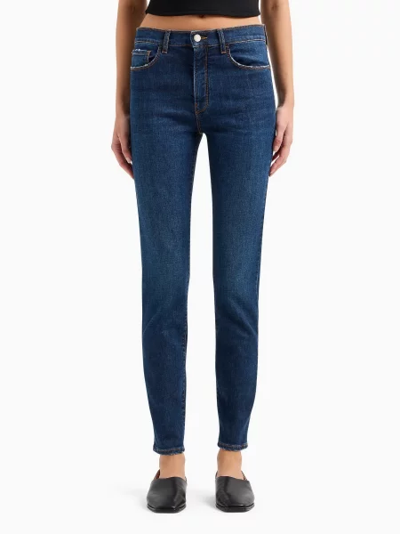 Emporio Armani Завужені джинси Бавовна/еластан синій