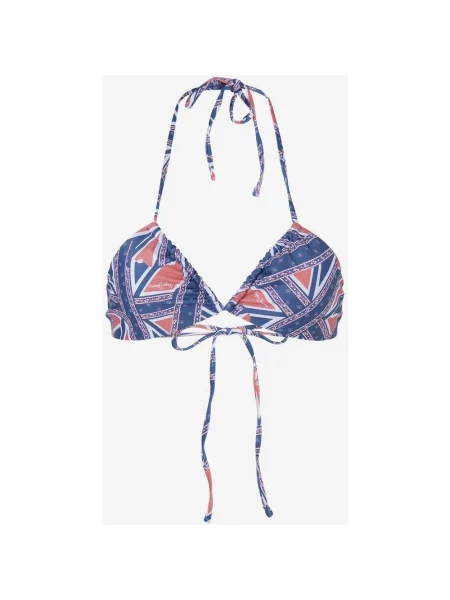 Góra od bikini Pepe Jeans Marvellis ciemnoniebieska pomarańczowo-biała L białe