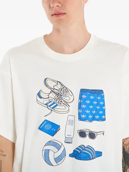 Krótki haftowany plecak Adidas w paski czarny