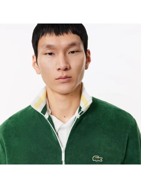 Lacoste Bluza O Regularnym Kroju Z Zamkiem Błyskawicznym W Kolorze Czarnym zielona