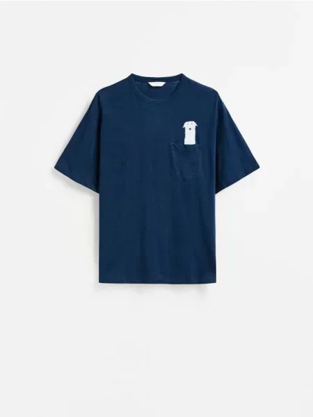 Reserved Tricou boxy cu bleumarin