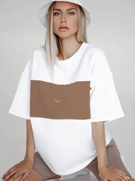 Madmext Tricou maro alb