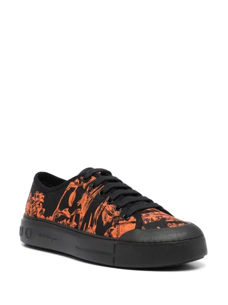 Sneakerși Ferragamo cu șireturi cu imagine din dantelă portocaliu