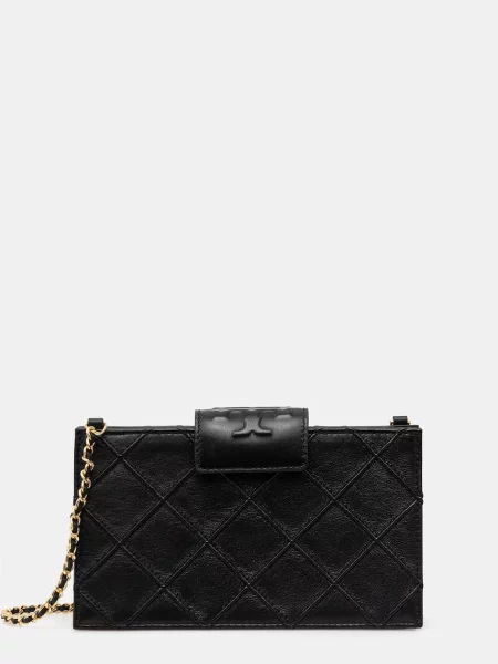 Usnjena torbica Tory Burch Fleming črna