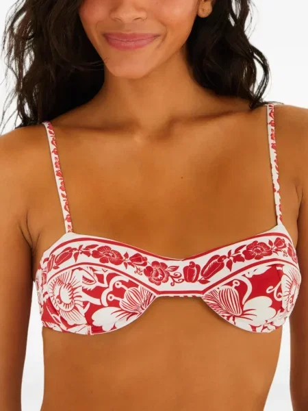 Top Farm Rio cu model floral cu imagine alb