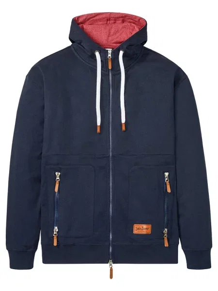 Bluza rozpinana z kapturem loose fit z miękkiej mieszanki bawełny niebieska
