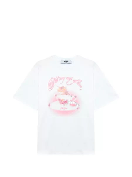Tricou Msgm cu imagine alb