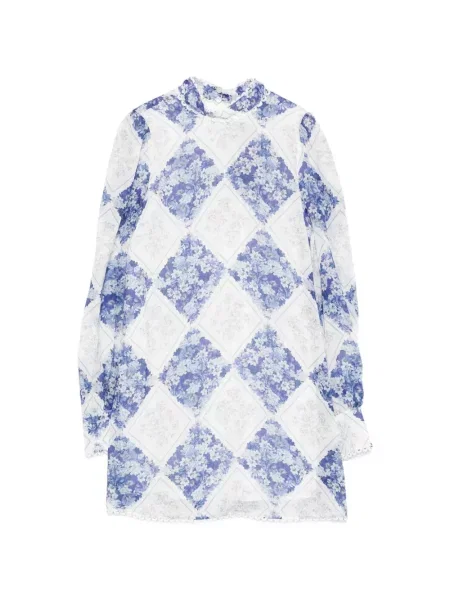 Rochie mini Twinset cu model floral lungă de costum albastru