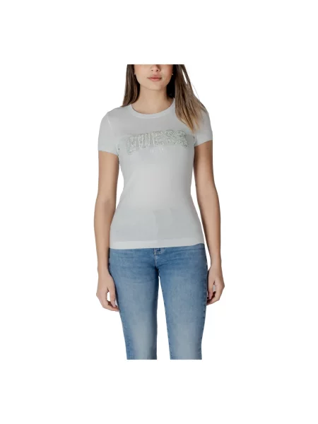 Guess Koszulki Kobieta L T-shirt z logo z bawełny niebieski