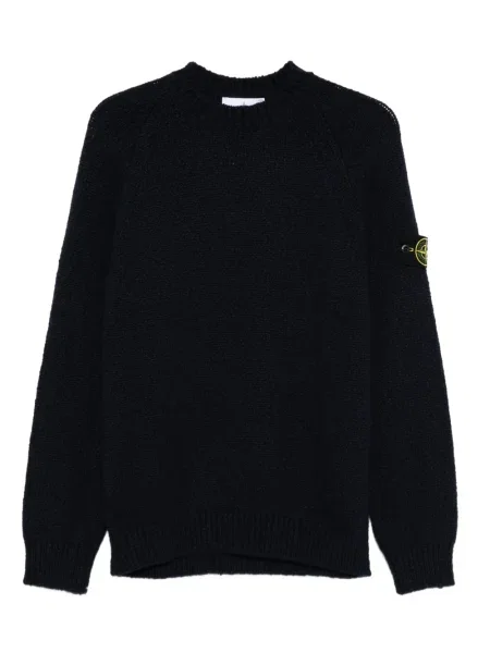 Vlněný svetr Stone Island s kulatým výstřihem s kamínky modrý
