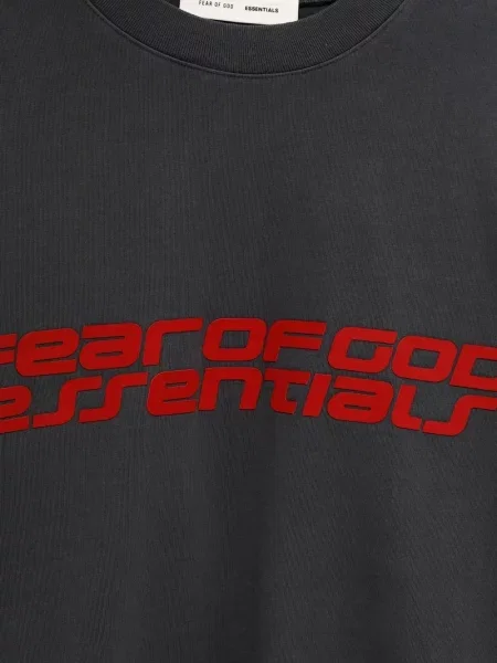 Тениска Fear Of God Essentials с принт сиво