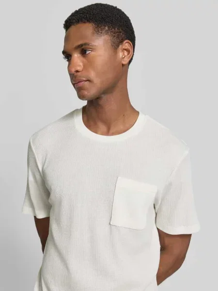 T-shirt o kroju regular fit z mieszanki bawełny S.oliver Red Label biała