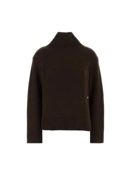 Sweter z golfem Ganni wełniany brązowy