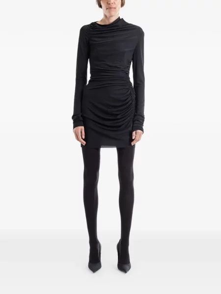 Rochie mini Rick Owens cu volane asimetrică negru