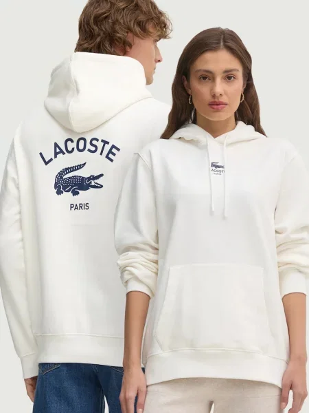 Bluza z kapturem o kroju regular fit z czystej bawełny Lacoste biała