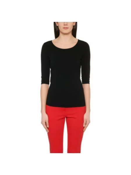 Lniany top Marc Cain czarny