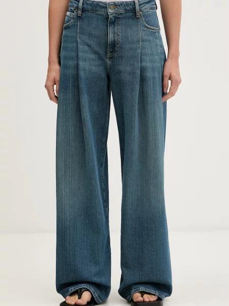 Guess Jeans blugi wide leg pentru femei albastru