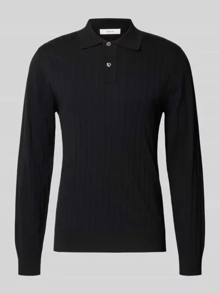 Koszulka polo o kroju regular fit z czystej bawełny model TORINO' Selected czarna