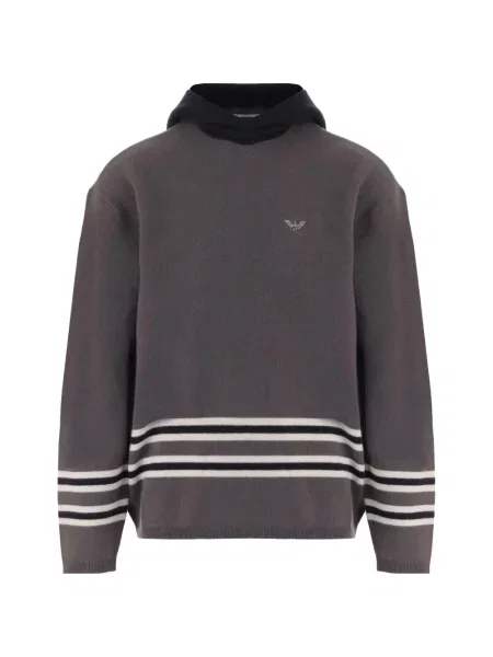 Hanorac cu glugă Emporio Armani cu autograf gri