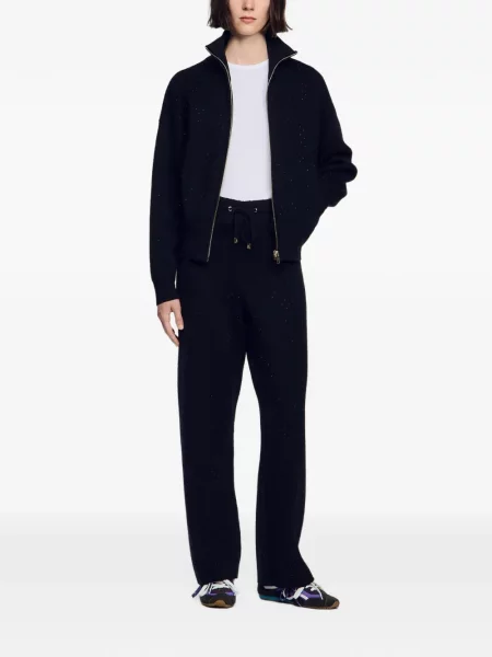Stras pantaloni Sandro alergare cu cordon negru