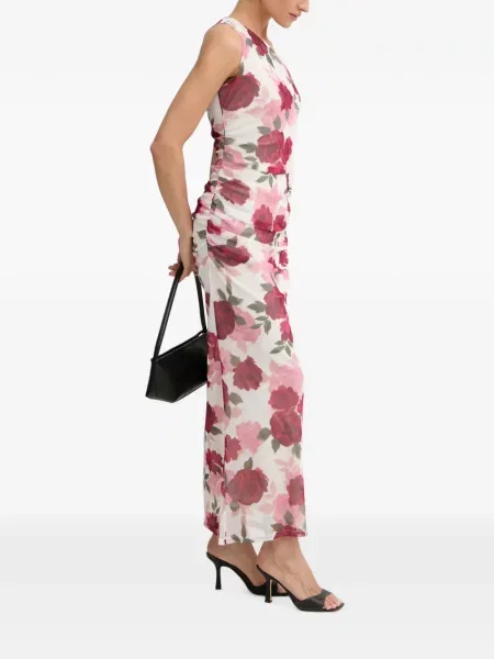 Rochie maxi Morgan cu model floral cu imagine asimetrică roșu