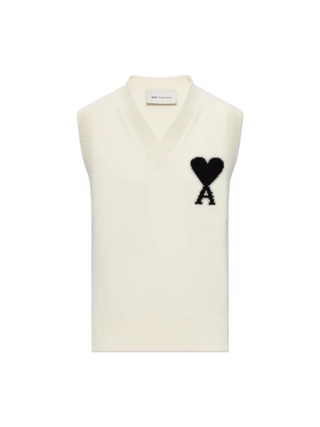 Sweter Ami Paris wełniany biały