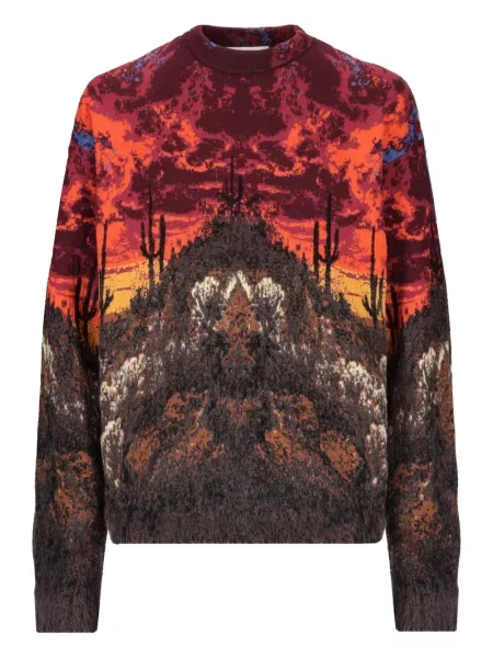 Pulover Laneus din jacard roșu