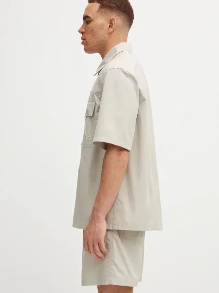 Maison Kitsuné koszula Short Sleeve relaxed z kołnierzykiem klasycznym beżowy