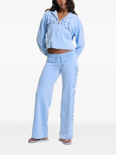Суичър с качулка Juicy Couture с автограф синьо