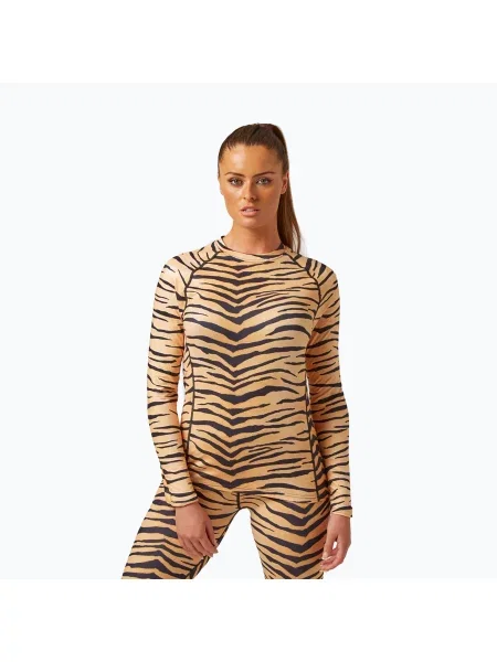 Tepelný tričko s dlouhým rukávem Surfanic s kulatým výstřihem s tygřím vzorem oranžové