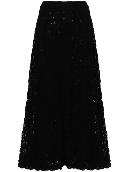 Fustă midi Jil Sander din dantelă până la genunchi negru