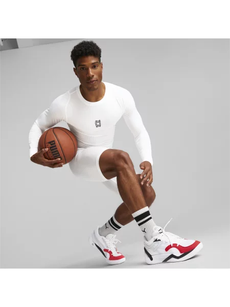 PUMA koszulka z długim rękawem do koszykówki Hoops Team Odzież XS biały