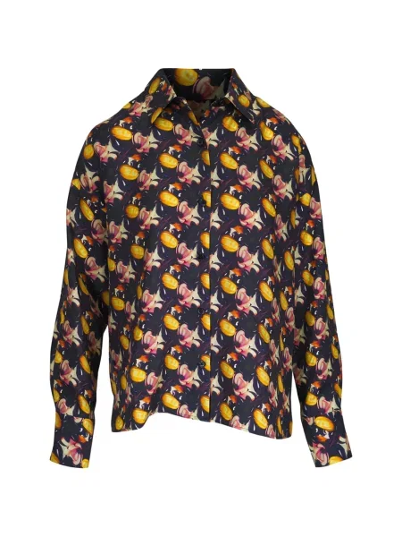 Lung cămașă Odeeh cu model floral cu imagine negru