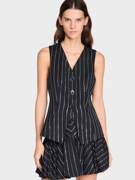 Смугастий жилет Sandro білий