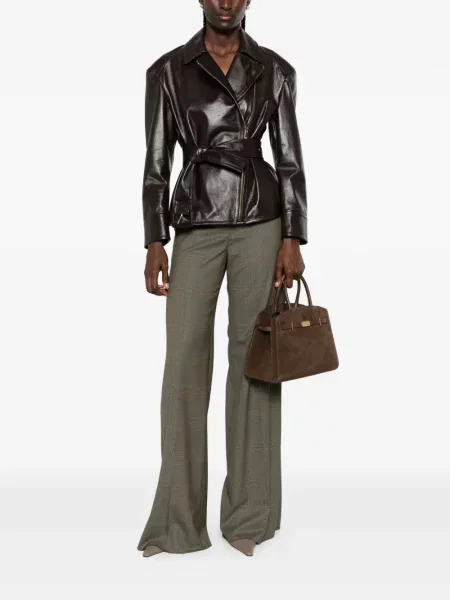 Pantaloni Max Mara în carouri verde