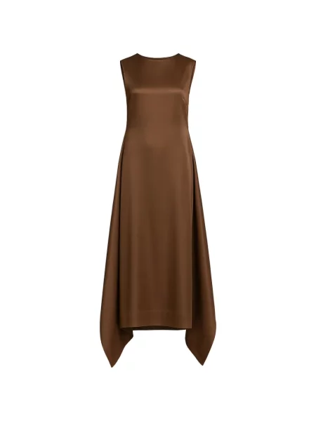 Sukienka bez rękawów Alberta Ferretti bez rękawów asymetryczna garniturowa brązowa