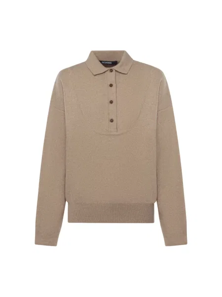 Sweter Jacquemus z kaszmiru z kołnierzem beżowy