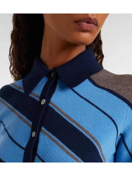 Polo Acne Studios de lână cu dungi albastru