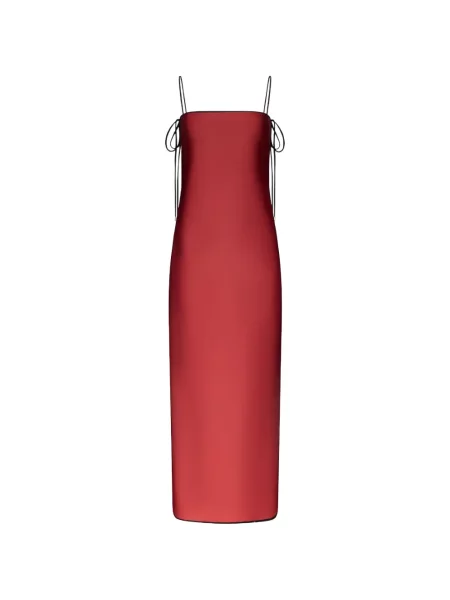 Rochie maxi Temily din satin cu legături roșu