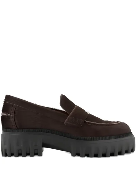 Semišové loafers Hogan na platformě hnědé
