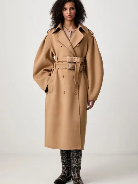 GANNI Splittable Trench płaszcz wełniany