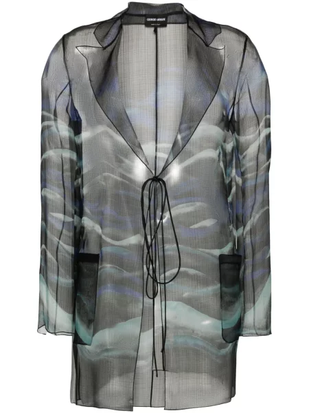 Bluză Giorgio Armani de mătase cu imagine cu imprimeu abstract negru