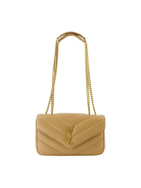 Mała torebka skórzana Saint Laurent skórzana beżowa